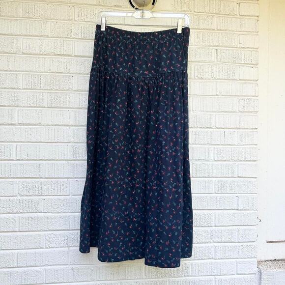 Gina Peters Vintage 90's NWT Navy Floral Maxi Skirt - Picture 1 of 5